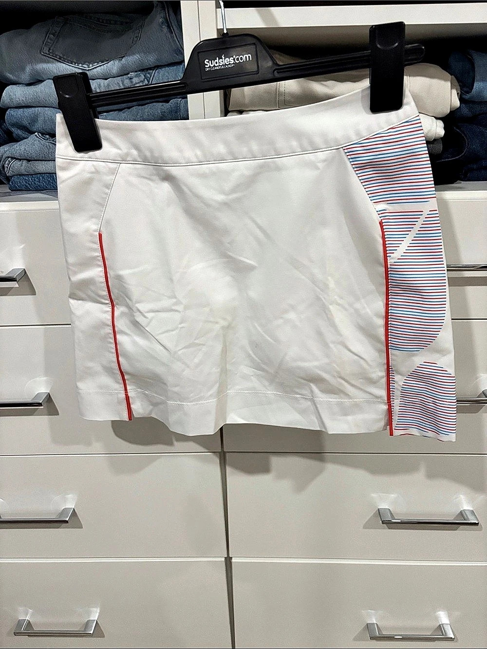 adidas ClimaCool Striped Athletic Shorts in White & Blue Like New